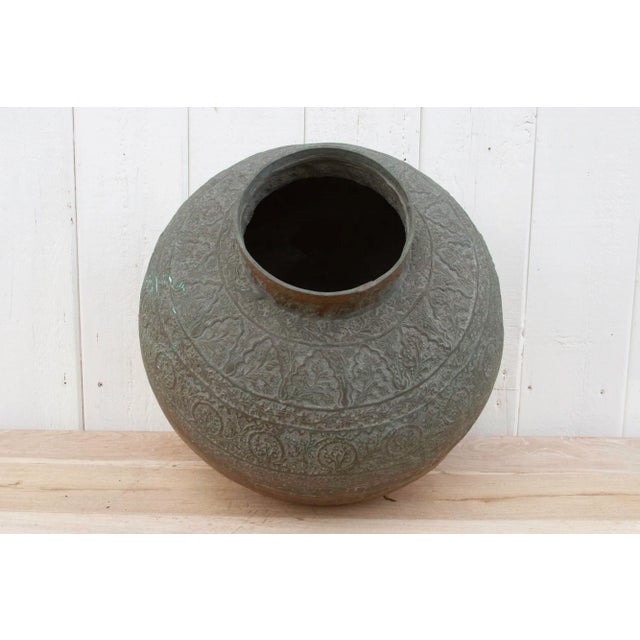 Antique Large Engraved Copper Pot For Sale In Los Angeles - Image 6 of 10