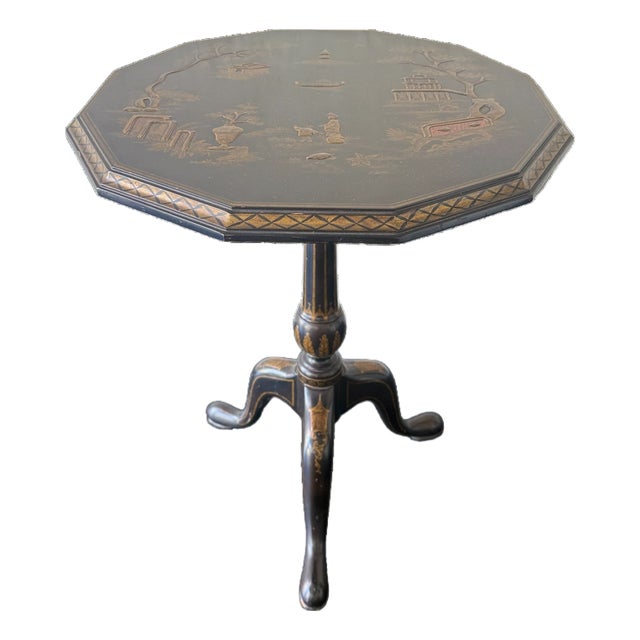 Maitland-Smith Hand-Painted Chinoiserie Tilt-Top Table, Philippines For Sale