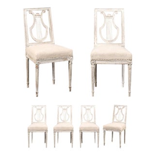 Set of Six 19th C. Lyre Back Chairs For Sale