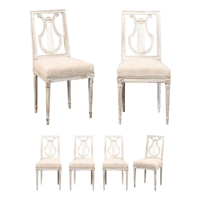 Set of Six 19th C. Lyre Back Chairs For Sale