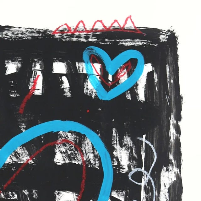 Street Art Black and Blue - Bold Abstract Love Heart Street Art Style Original Artwork by Gary John For Sale - Image 3 of 7