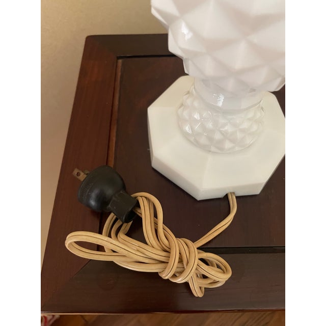 1930s Antique Deco Milk Glass Lamp For Sale - Image 5 of 6