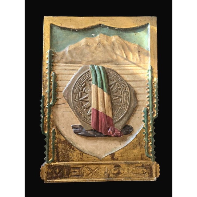 Early 20th Century Commemorative Panel on Mexico Carved, Gilded, and Polychrom, 1920 For Sale - Image 11 of 16
