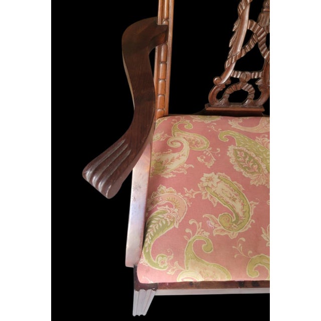 Mid 20th Century Vintage Chippendale, Georgin Ribbon-Back Armchair With Upholstered Seat For Sale - Image 5 of 8