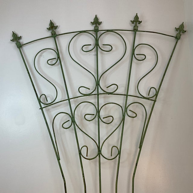 Vintage French Style Wrought Iron Garden Trellis With Fleur De Lis