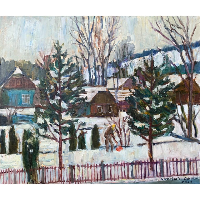 Marek Niedojadlo, Winter in the Countryside, 2021, Oil on Canvas For Sale