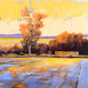 Hoping for One More Cut by Natasha Isenhour | Pastel Landscape with trees and a field