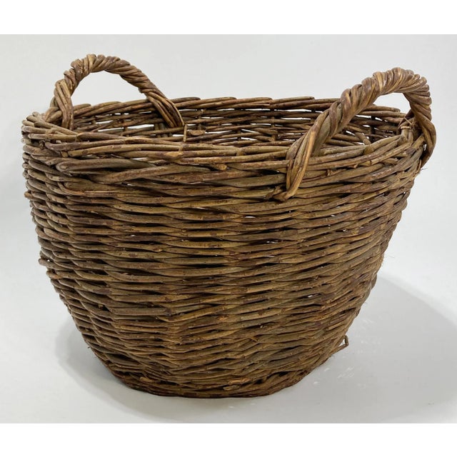 Mid 20th Century Vintage Large French Woven Grapevine Basket For Sale - Image 5 of 10