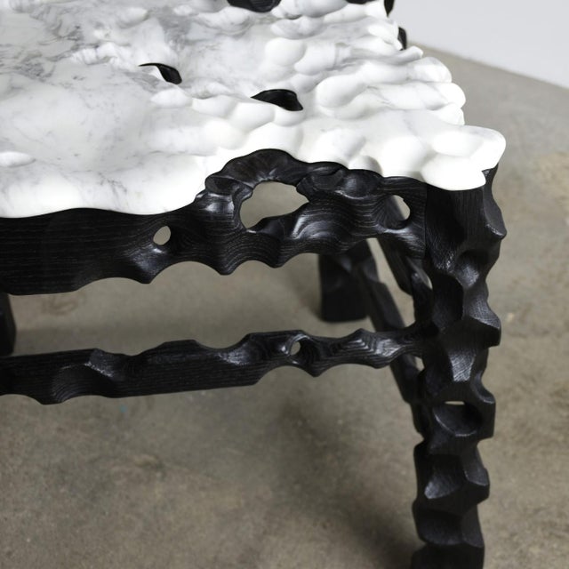 Throne Object - Collectible Reclaimed Wood and Marble Objet, Chair or Side Table by Gabor Gobi For Sale - Image 11 of 11
