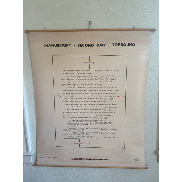 Illustration Vintage 1969 Typing Instruction Pull-Down Chart – Secretary School Poster --Poster E For Sale - Image 3 of 7