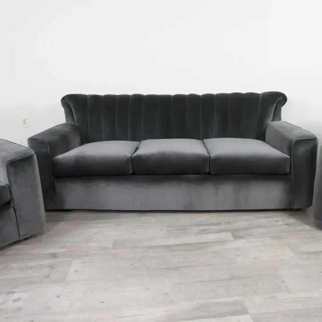 Newly Reupholstered Art Deco 3 Piece Sofa Set For Sale - Image 11 of 12