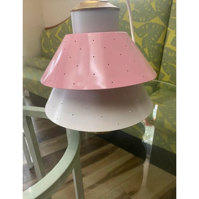 1950s Mid Century Modern Ufo Diner Coffee Shop Pink Hanging Ceiling Lamp For Sale In Palm Springs - Image 6 of 10