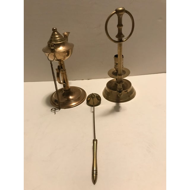Late 20th Century Vintage Ornate Brass Lighting Fixtures- Set of 3 For Sale - Image 4 of 12