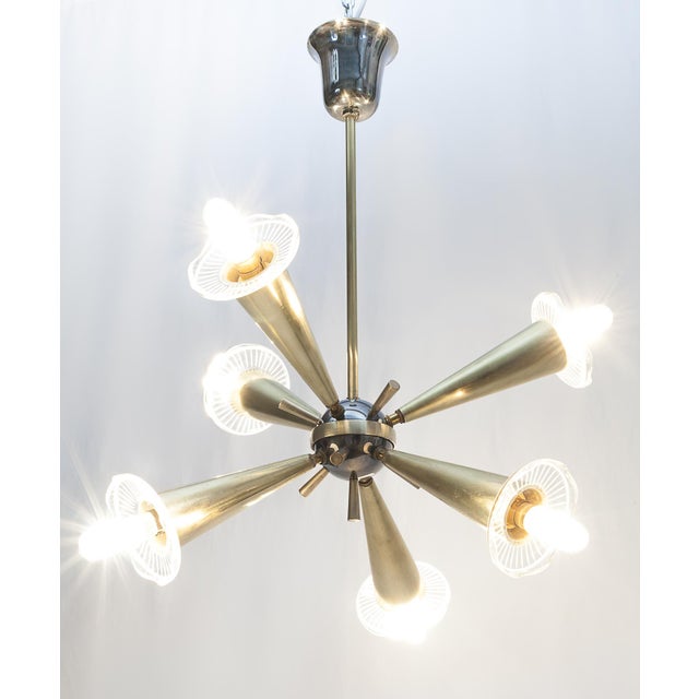 Vintage Sputnik Six-Light Chandelier, 1950s For Sale - Image 9 of 9