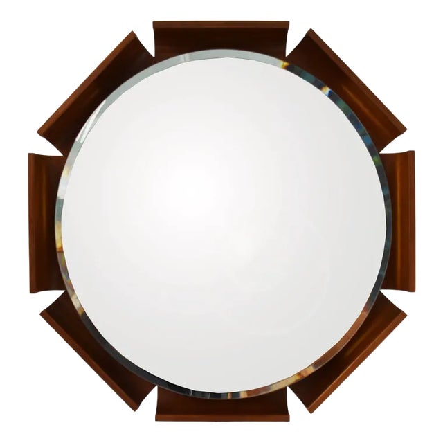 Italian Backlit Mirror in Curved Rosewood Plywood by Isa Bergamo, 1968 For Sale