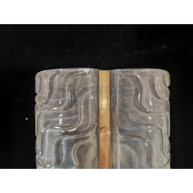 Mid-Century Modern Sandblasted Murano Glass and Brass Wall Sconce, 2000s For Sale - Image 3 of 9
