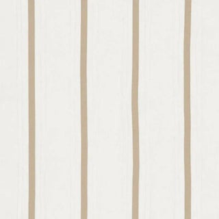 Schumacher Stripe Applique Sheer Fabric in Tan For Sale