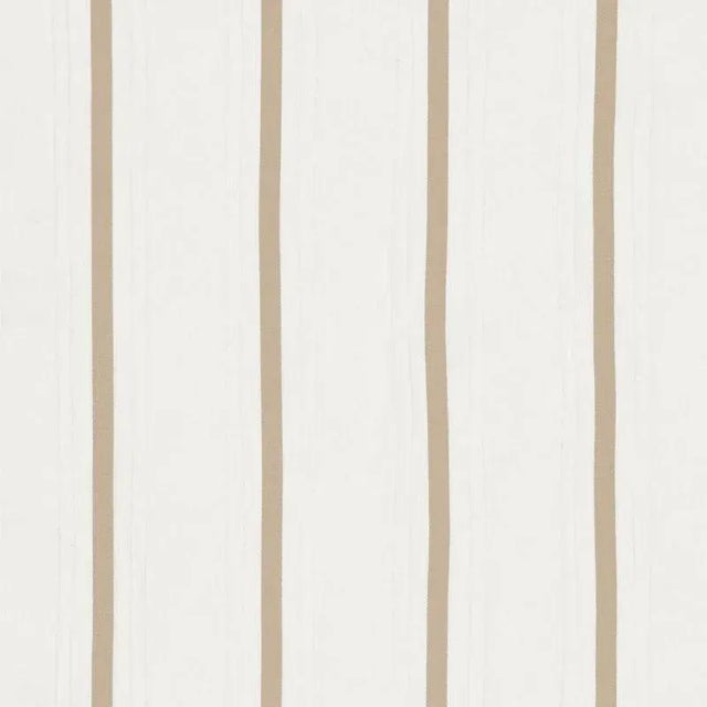 Schumacher Stripe Applique Sheer Fabric in Tan For Sale