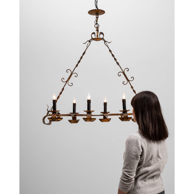 20th Century French Gothic Revival Metal Torch Chandelier For Sale In Greensboro - Image 6 of 18