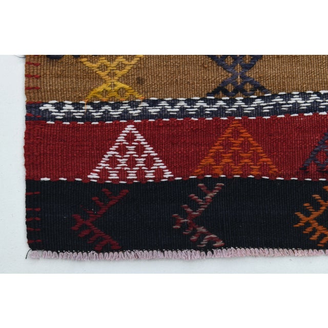 1970s Vintage Turkish Oushak Handmade Wool Cotton Red Runner Rug For Sale - Image 10 of 11