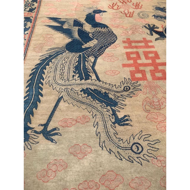 Antique Chinese Dragon and Phoenix Wedding Rug With Double Happiness Symbol 9'2" X 11'8" For Sale - Image 10 of 18