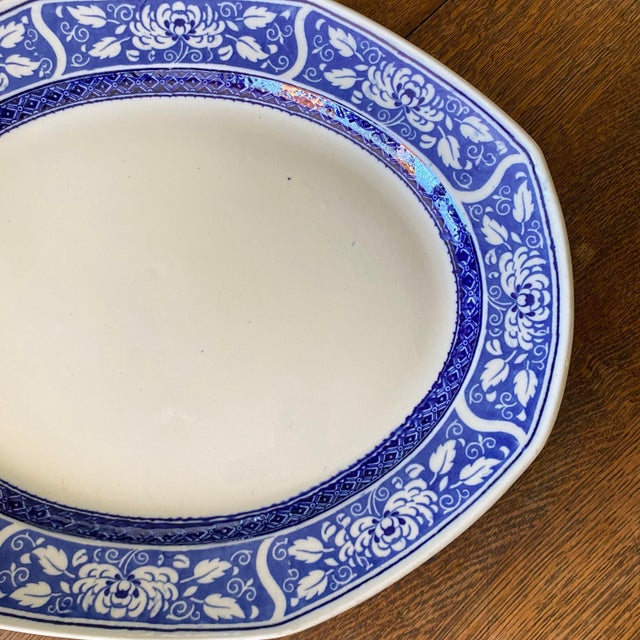 Antique Blue and White Whieldon Ware "Corona" Platter - Made in England For Sale In Sacramento - Image 6 of 9
