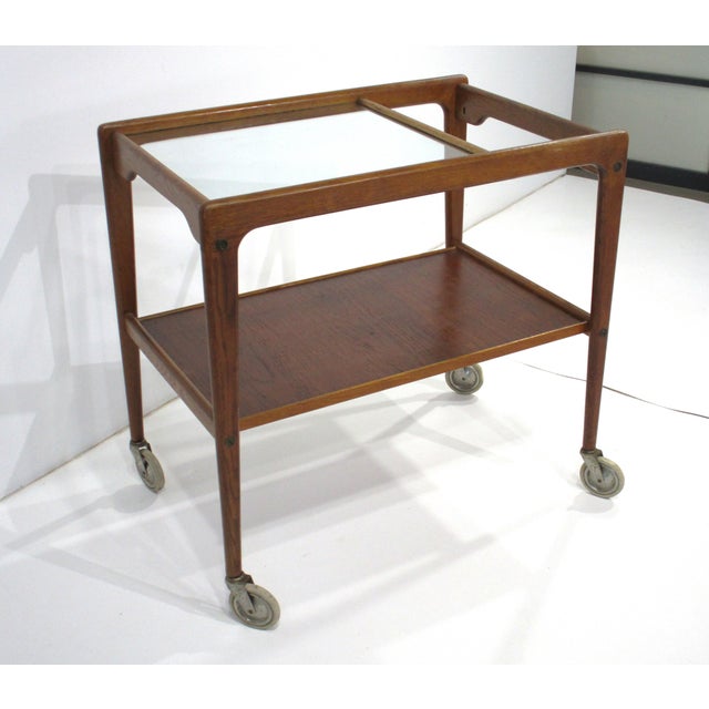 Yngve Ekström Yngve Ekstrom Teak Rolling Bar Cart Sweden For Sale - Image 4 of 11