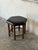Black Leather Oak Ottoman With Nailhead Trim Spindle Legs Vintage Mid-Century Modern 1970s For Sale In Los Angeles - Image 6 of 10