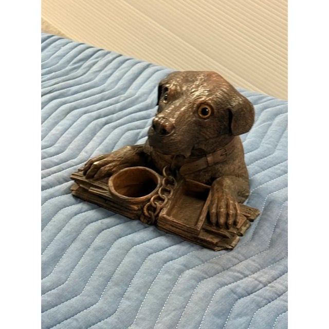 Design Plus Gallery presents a Vintage Resin Dog Form Tobacco Box. Molded from resin and designed to resemble antique...