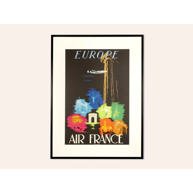 Vintage Air France advertising poster from the 1960s. Printed in the 1960s in France. Ready to hang framed with mount in a...