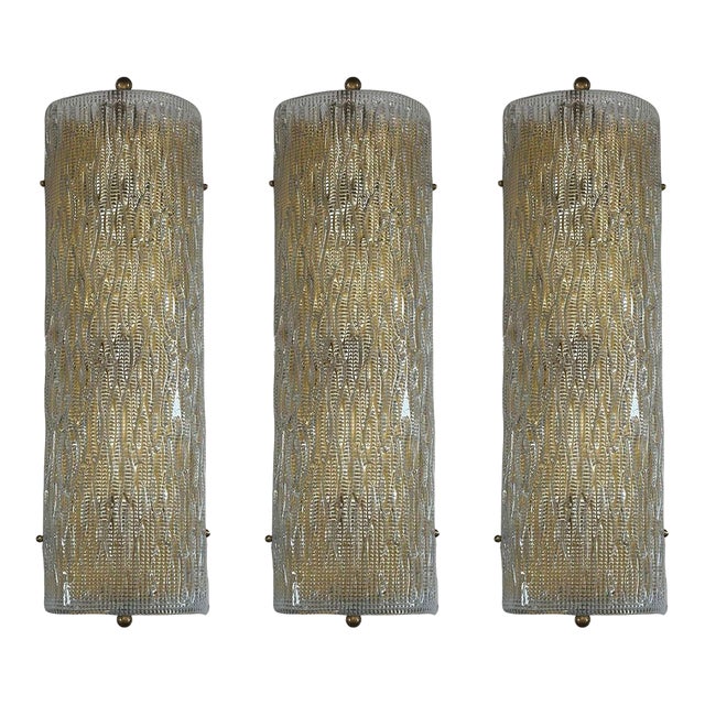 Vintage Italian Murano Glass Sconces - Set of Three For Sale