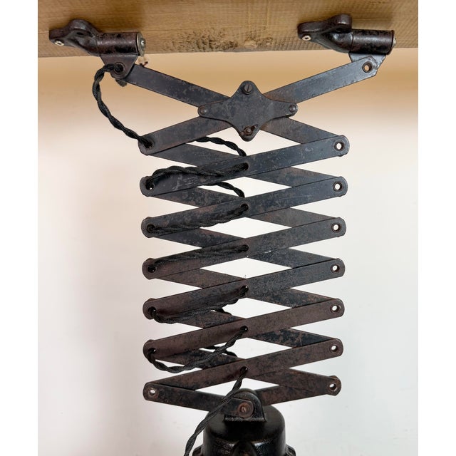 1930s Industrial Black Enamel Scissor Ceiling Lamp, 1930s For Sale - Image 5 of 18