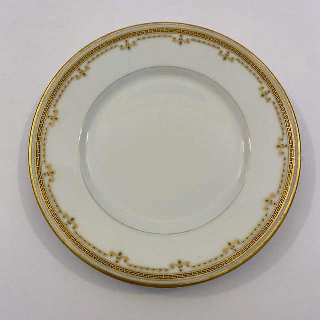 Antique Bernardaud B&c Limoges Gilt Greek Key Dessert Plates - Set of 5 For Sale - Image 10 of 10