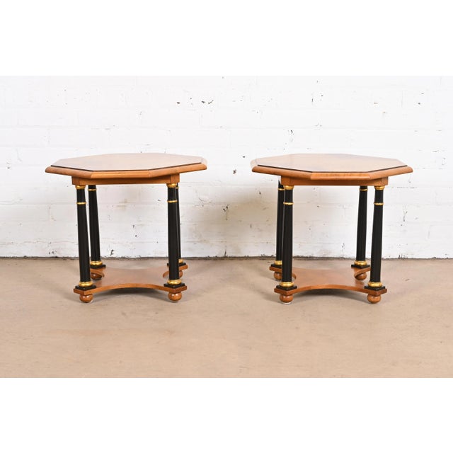 Baker Furniture Company Baker Furniture Neoclassical Burled Walnut Tea Tables, Pair For Sale - Image 4 of 10