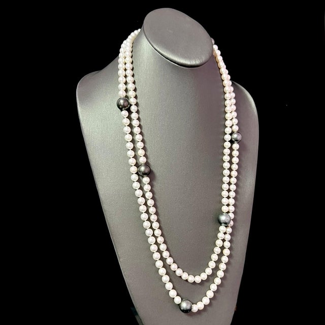 Akoya & Tahitian Pearls Diamond Necklace 18k Gold Certified For Sale - Image 4 of 13