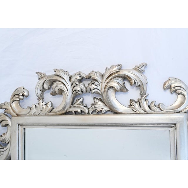 Rococo Gilt Rococo Mirror in Silver Carved Frame For Sale - Image 3 of 8