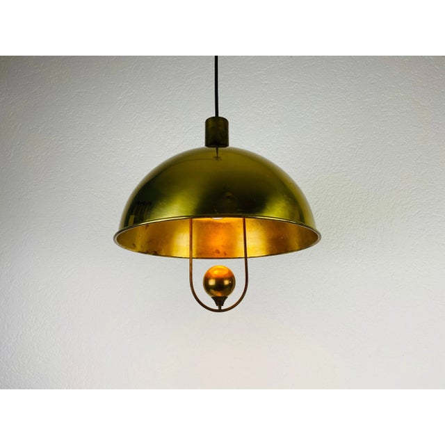 Polished Brass Pendant Lamp by Florian Schulz, 1970s, Germany For Sale - Image 9 of 13