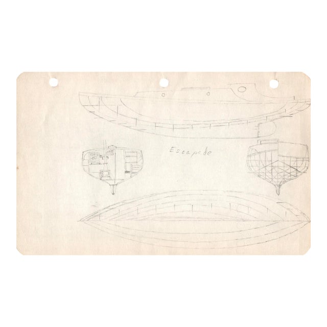 1940s Maine Marine Architectural Drawing on Paper For Sale