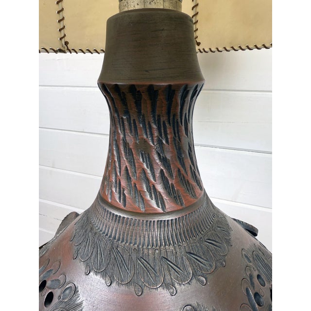 Ceramic Mid-Century Modern Brown Ceramic Table Lamp, 1960s For Sale - Image 7 of 12