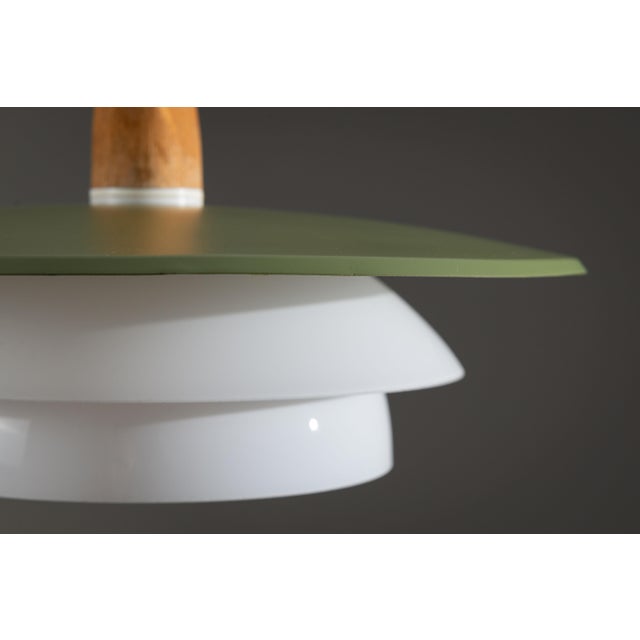 Pendant Light in Oak Wood with Green Shade and Glass, 1960s For Sale - Image 10 of 12