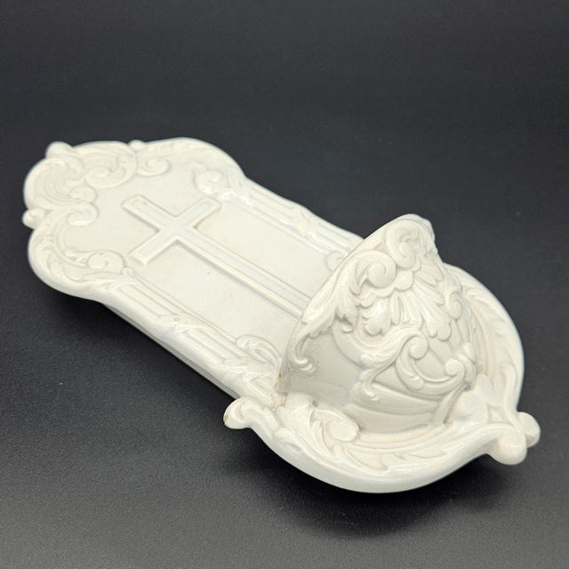 Jugendstil Holy Water Basin of Sarreguemines, 1890s For Sale - Image 4 of 7