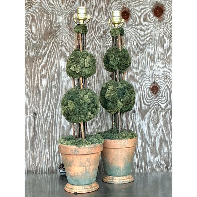 Wood Vintage Regency Topiary Lamps - A Pair For Sale - Image 7 of 11