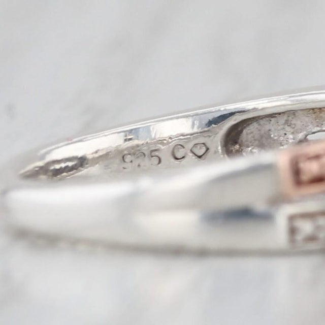 Metal 0.17ctw Diamond Cluster Engagement Ring 10k Rose Gold Sterling Silver Size 6.25 For Sale - Image 7 of 9