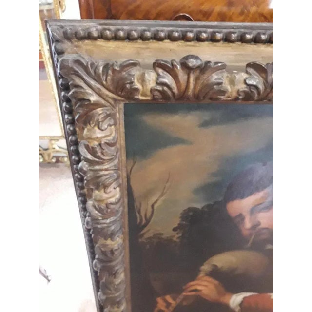 Beige Italian Artist, Musician's Portrait, 1750s, Oil on Canvas For Sale - Image 8 of 12