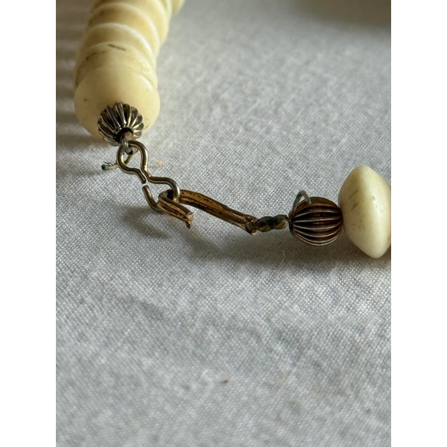 Vintage 1970s Bohemian Long Ivory Beaded Statement Necklace For Sale - Image 9 of 13