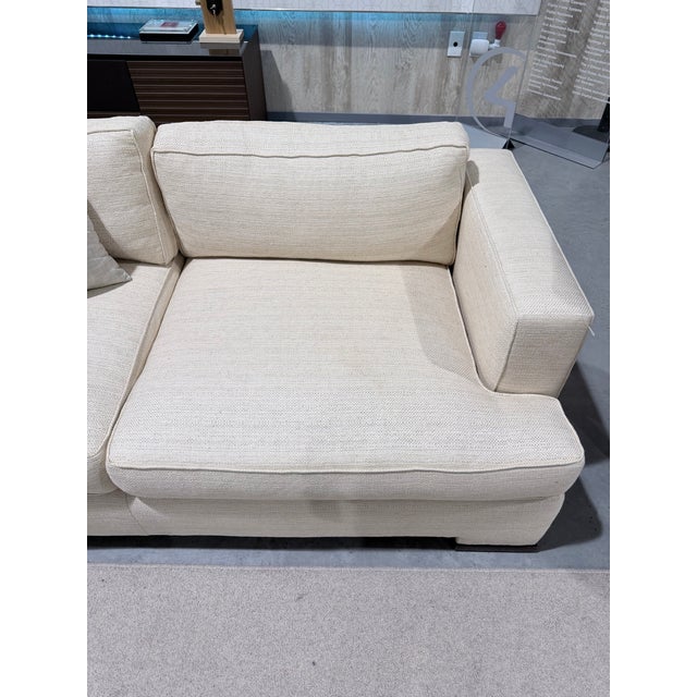 Wood Hickory Chair Neutral Upholstered Track Arm Sofa For Sale - Image 7 of 10