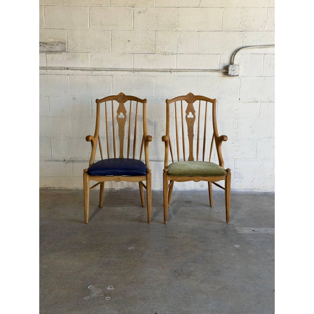 Mid-Century Modern Oak Wood Armchairs Sculptural Accent Chairs Denmark Set of 2 1960s For Sale - Image 3 of 11