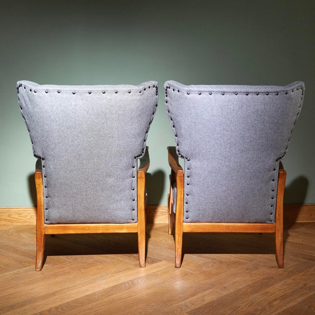 Mid‑Century Moden Italian Wingback Lounge Chairs, 1950s, Set of 2 For Sale - Image 4 of 8