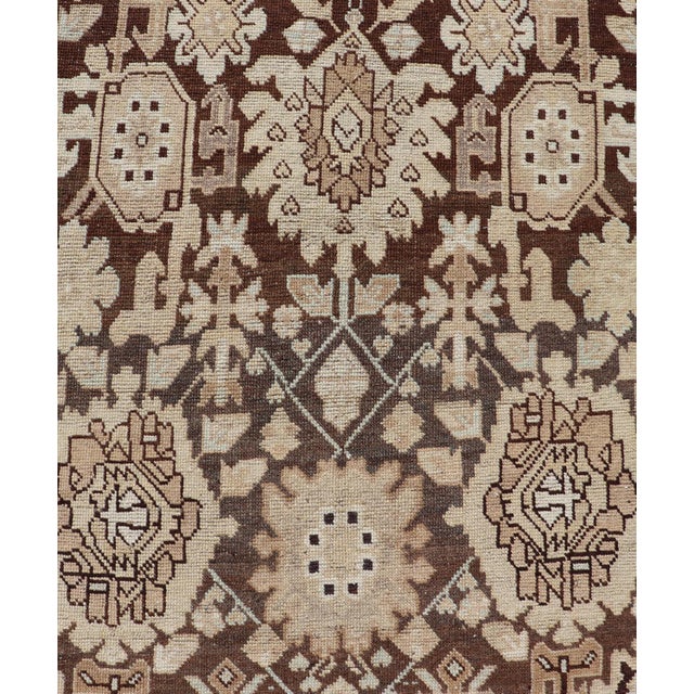 Textile Antique Karabagh Runner With All-Over Floral Medallion Design in Brown and Tan 3'4"x15'7" For Sale - Image 7 of 12
