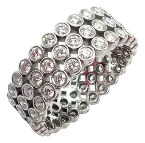 Late 20th Century Tiffany & Co. Platinum Diamond Three Row Jazz Band Ring, Size 6